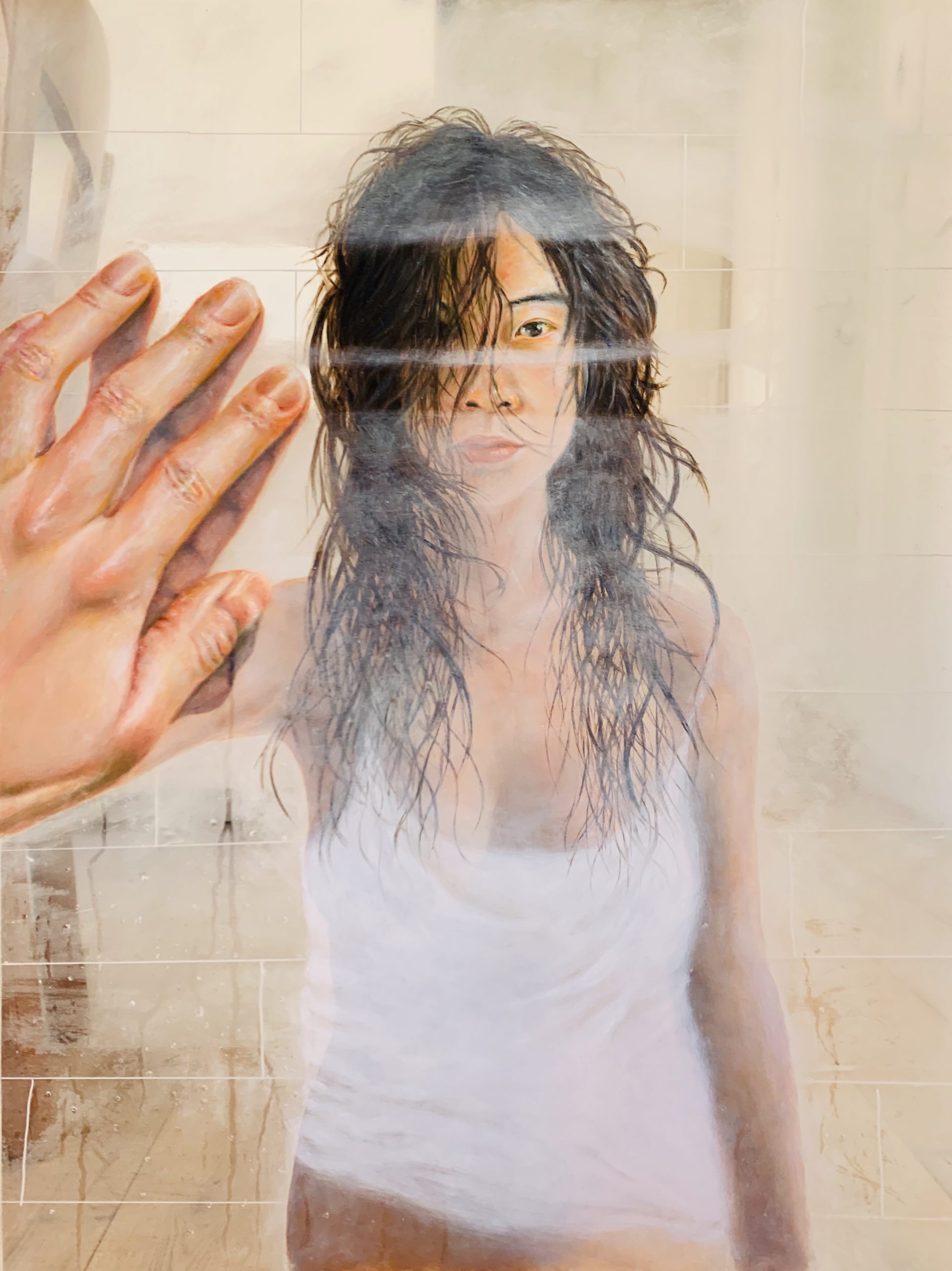 Self-reflection in the bathroom mirror